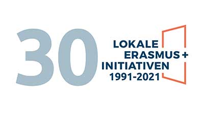 Das Bild zeigt das Logo der Lokalen Erasmus Initiative (LEI) 30 Jahre, 1991-2021
